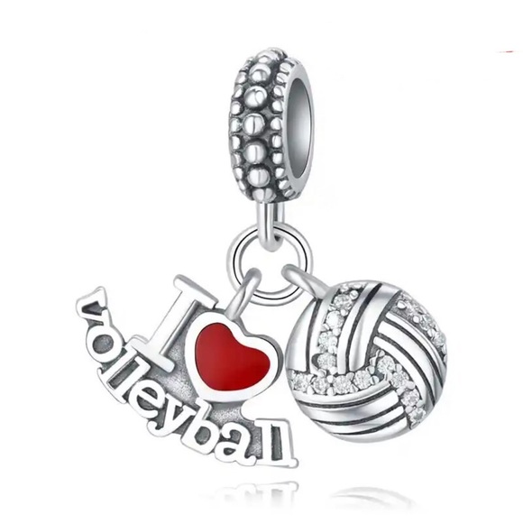 Unbranded Jewelry I Love Volleyball Charm Fits Pandora Charm